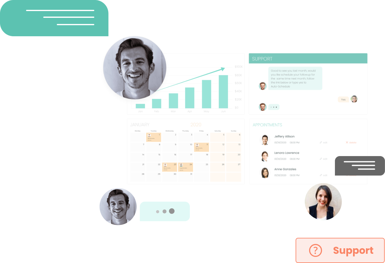 Heally clinic support dashboard showing patient communications